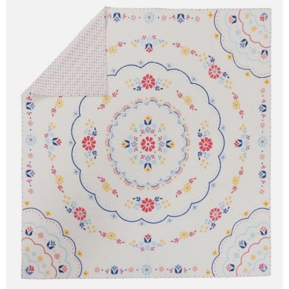 The Pioneer Woman White Floral Quilt Set with Red, Blue, Yellow Accents - Picture 7 of 12